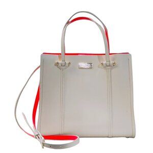 KATE SPADE Arbour Hill Elodie Handbag Beige Red Adjust Detachable Strap Handles